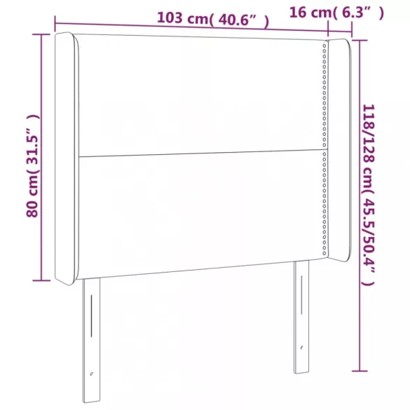 kék szövet LED-es fejtámla 103x16x118/128 cm