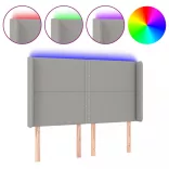 világosszürke szövet LED-es fejtámla 147x16x118/128 cm