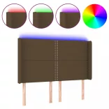 sötétbarna szövet LED-es fejtámla 147x16x118/128 cm