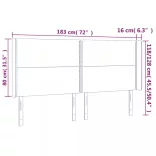 sötétbarna szövet LED-es fejtámla 183x16x118/128 cm