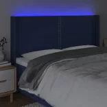 kék szövet LED-es fejtámla 183x16x118/128 cm