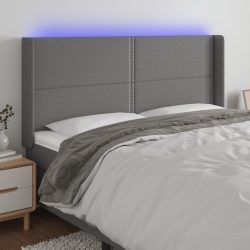 sötétszürke szövet LED-es fejtámla 203x16x118/128 cm