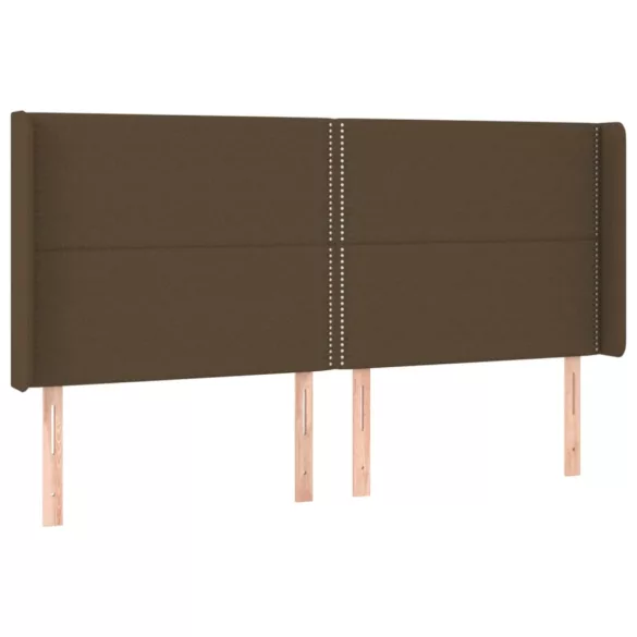 sötétbarna szövet LED-es fejtámla 203x16x118/128 cm