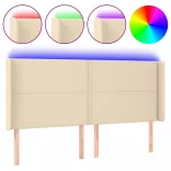 krémszínű szövet LED-es fejtámla 203x16x118/128 cm