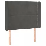 sötétszürke bársony LED-es fejtámla 83x16x118/128 cm