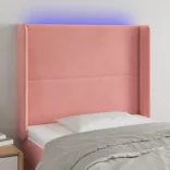 rózsaszín bársony LED-es fejtámla 83x16x118/128 cm