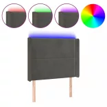 sötétszürke bársony LED-es fejtámla 93x16x118/128 cm
