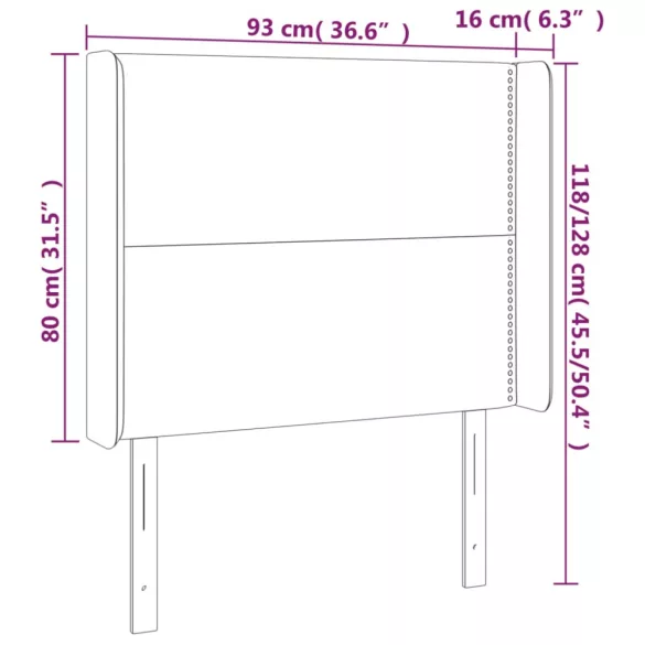 rózsaszín bársony LED-es fejtámla 93x16x118/128 cm