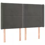 sötétszürke bársony LED-es fejtámla 147x16x118/128 cm