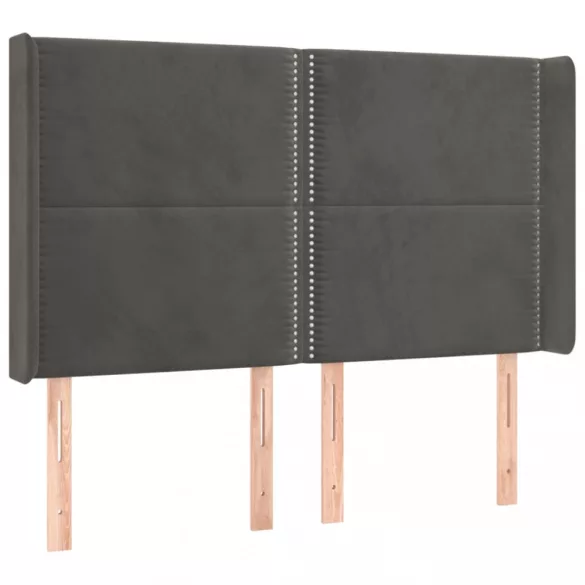 sötétszürke bársony LED-es fejtámla 147x16x118/128 cm