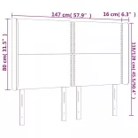 sötétszürke bársony LED-es fejtámla 147x16x118/128 cm