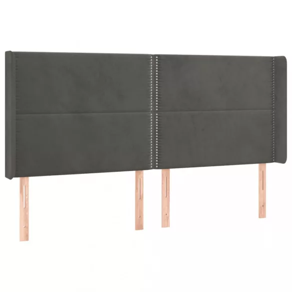 sötétszürke bársony LED-es fejtámla 163x16x118/128 cm
