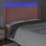 rózsaszín bársony LED-es fejtámla 163x16x118/128 cm