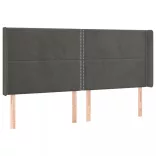 sötétszürke bársony LED-es fejtámla 183x16x118/128 cm
