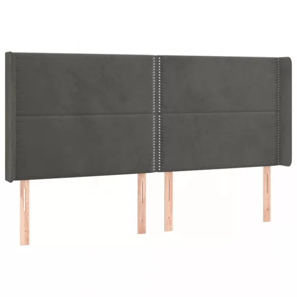sötétszürke bársony LED-es fejtámla 183x16x118/128 cm