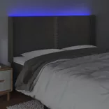 sötétszürke bársony LED-es fejtámla 183x16x118/128 cm