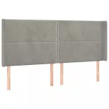 világosszürke bársony LED-es fejtámla 203x16x118/128 cm