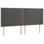 sötétszürke bársony LED-es fejtámla 203x16x118/128 cm