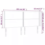 sötétszürke bársony LED-es fejtámla 203x16x118/128 cm