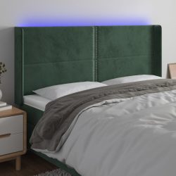 sötétzöld bársony LED-es fejtámla 203x16x118/128 cm