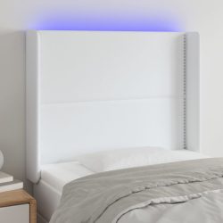 fehér műbőr LED-es fejtámla 83x16x118/128 cm