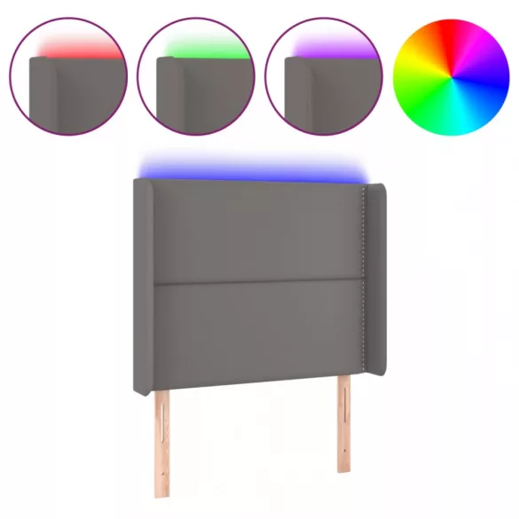 szürke műbőr LED-es fejtámla 103x16x118/128 cm