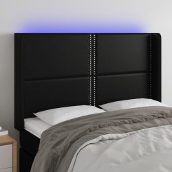 fekete műbőr LED-es fejtámla 147x16x118/128 cm