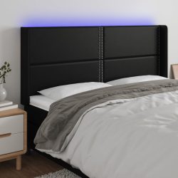 fekete műbőr LED-es fejtámla 183x16x118/128 cm