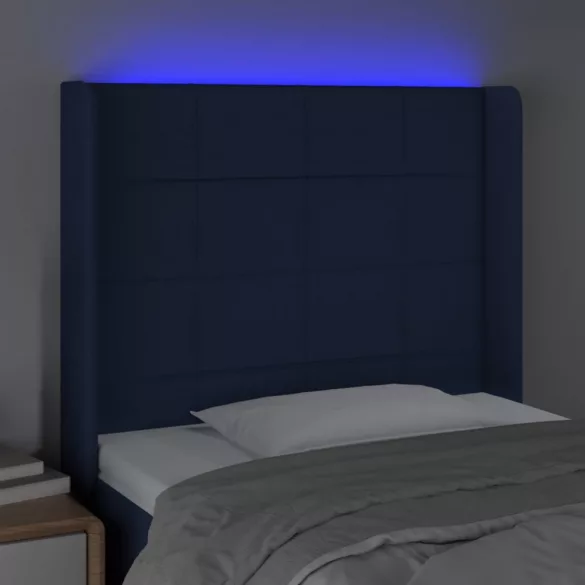 kék szövet LED-es fejtámla 83x16x118/128 cm