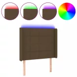 sötétbarna szövet LED-es fejtámla 93x16x118/128 cm