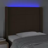sötétbarna szövet LED-es fejtámla 93x16x118/128 cm