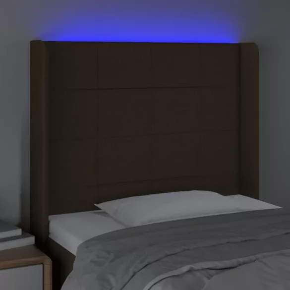 sötétbarna szövet LED-es fejtámla 93x16x118/128 cm