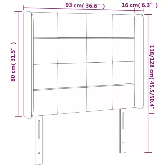 sötétbarna szövet LED-es fejtámla 93x16x118/128 cm