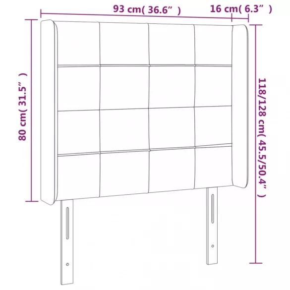 krémszínű szövet LED-es fejtámla 93x16x118/128 cm