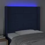 kék szövet LED-es fejtámla 93x16x118/128 cm