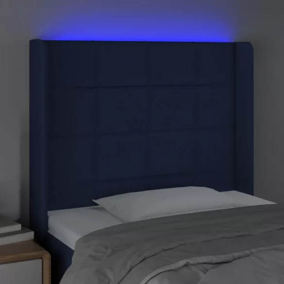 kék szövet LED-es fejtámla 93x16x118/128 cm