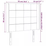 kék szövet LED-es fejtámla 93x16x118/128 cm
