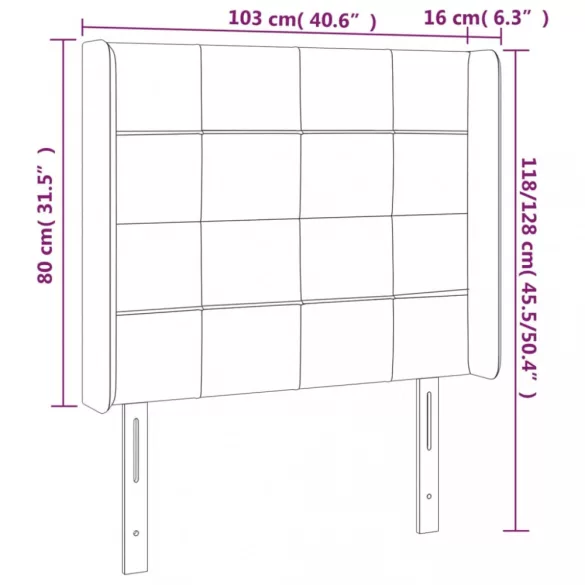 sötétbarna szövet LED-es fejtámla 103x16x118/128 cm