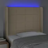 krémszínű szövet LED-es fejtámla 103x16x118/128 cm