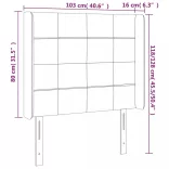 krémszínű szövet LED-es fejtámla 103x16x118/128 cm