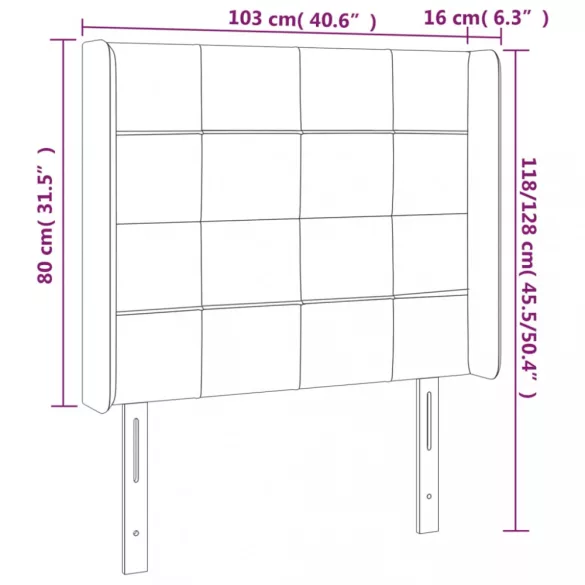kék szövet LED-es fejtámla 103x16x118/128 cm