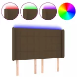 sötétbarna szövet LED-es fejtámla 147x16x118/128 cm