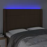 sötétbarna szövet LED-es fejtámla 147x16x118/128 cm