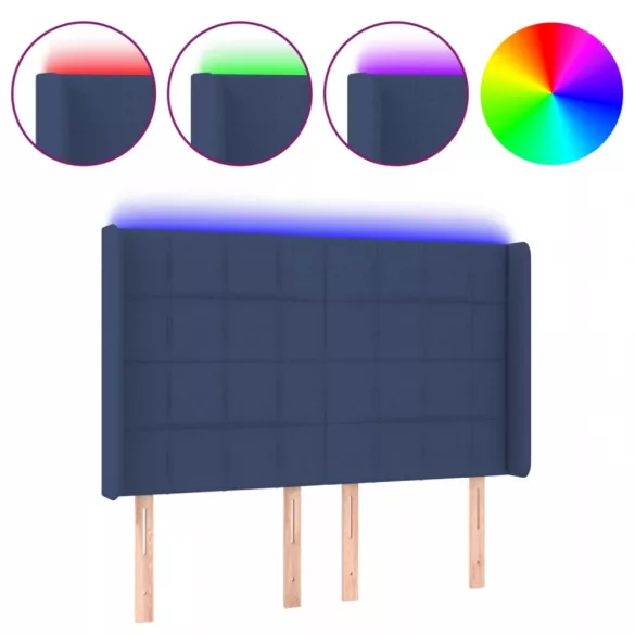 kék szövet LED-es fejtámla 147x16x118/128 cm