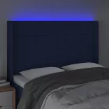kék szövet LED-es fejtámla 147x16x118/128 cm