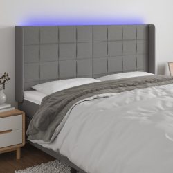 sötétszürke szövet LED-es fejtámla 163x16x118/128 cm