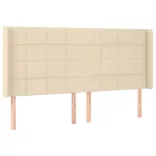 krémszínű szövet LED-es fejtámla szárnyakkal 163x16x118/128 cm