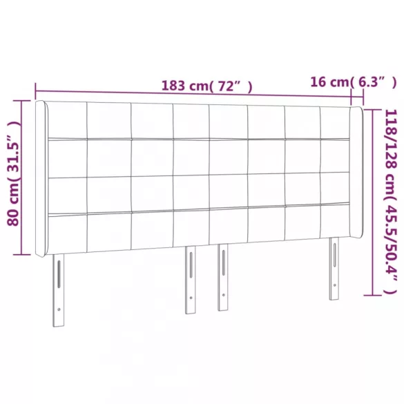 kék szövet LED-es fejtámla 183x16x118/128 cm