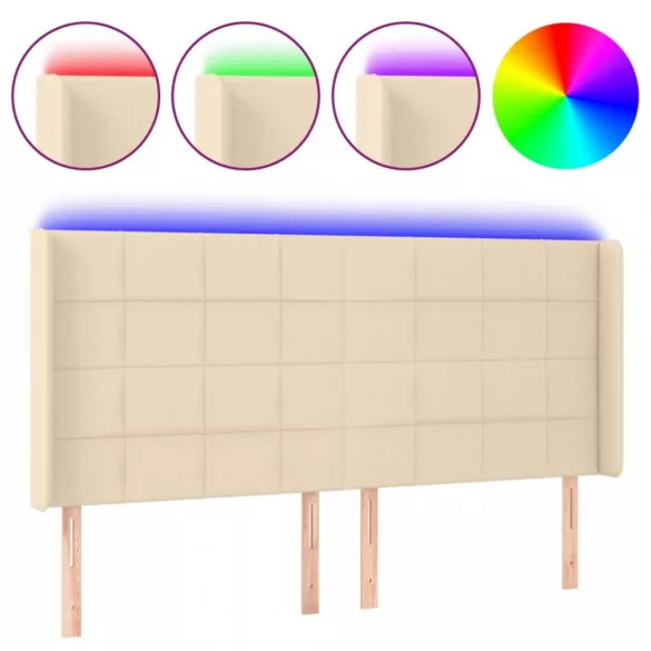 krémszínű szövet LED-es fejtámla 203x16x118/128 cm