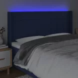 kék szövet LED-es fejtámla 203x16x118/128 cm